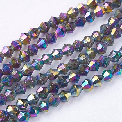 Electroplate Glass Beads Strands UK-EGLA-S057-6-1