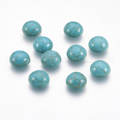 Craft Findings Dyed Synthetic Turquoise Gemstone Flat Back Dome Cabochons UK-TURQ-S266-8MM-01-K-1