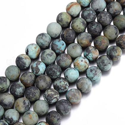 Frosted Natural African Turquoise(Jasper) Round Beads Strands UK-G-D746-8mm-1