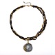 Antique Golden Plated Alloy Rhinestone Resin Pendant Necklaces UK-NJEW-JL003-05-2