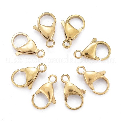 Ion Plating(IP) 304 Stainless Steel Lobster Claw Clasps UK-STAS-H353-F-02G-1