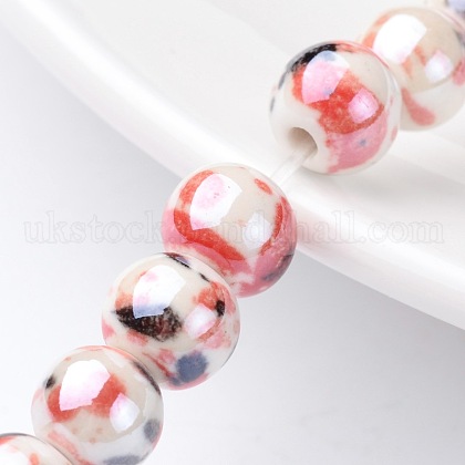 Handmade Porcelain Round Beads Strands UK-X-PORC-E007-8mm-01-1