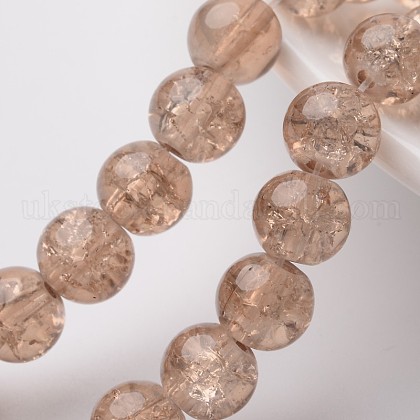 Spray Painted Crackle Glass Beads Strands UK-CCG-Q001-8mm-07-K-1