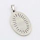 Trendy Necklace Findings Flat Oval 304 Stainless Steel Pendants UK-STAS-L012-A46G-K-2