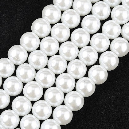 Glass Pearl Beads Strands UK-HY-12D-B01-1