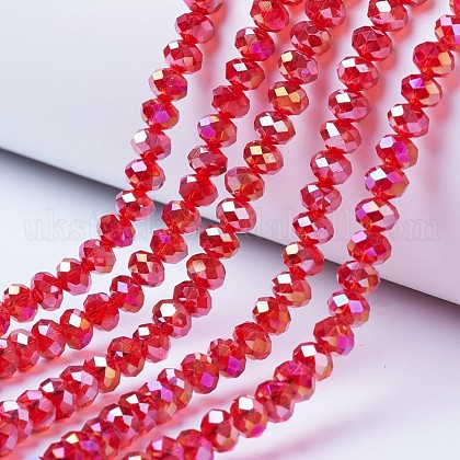 Electroplate Glass Beads Strands UK-EGLA-A034-T6mm-B06-1