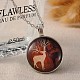 Lovely Christmas Reindeer/Stag Alloy Glass  Printed Pendant Necklaces UK-NJEW-F094-04AB-K-2