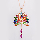 Peacock Spreading Tail Real 18K Gold Plated Alloy Rhinestone Pendant Sweater Necklaces UK-NJEW-DD0009-042-K-2
