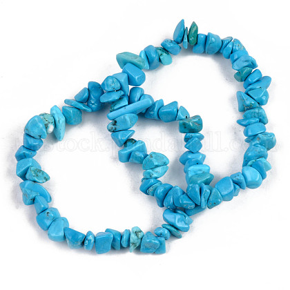 Chip Synthetic Turquoise(Dyed) Beaded Stretch Bracelets UK-BJEW-S143-58-1