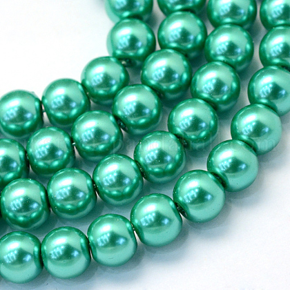 Baking Painted Pearlized Glass Pearl Round Bead Strands UK-HY-Q003-4mm-29-1
