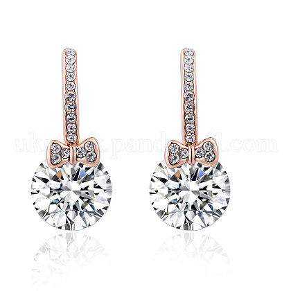 Real Rose Gold Plated Fashion Eco-Friendly Alloy Micro Pave Cubic Zirconia Ear Studs UK-EJEW-AA00122-RG-K-1