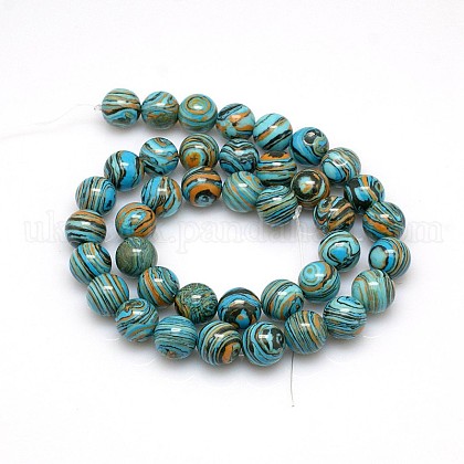 Synthetical Turquoise Beads Strands UK-G-D436-8mm-03-K-1