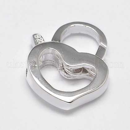 Heart Sterling Silver Lobster Claw Clasps UK-STER-N015-52-1