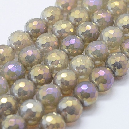 Electroplated Natural Agate Beads Strands UK-G-G749-01C-8mm-1