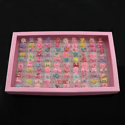 Cute Children's Day Jewelry Plastic Kids Rings for Girls UK-RJEW-S016-M1-1