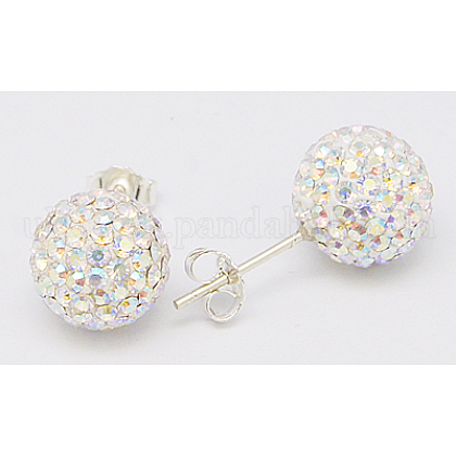 Valentines Day Gift for Her Sterling Silver Austrian Crystal Rhinestone Ear Stud UK-Q286G021-K-1