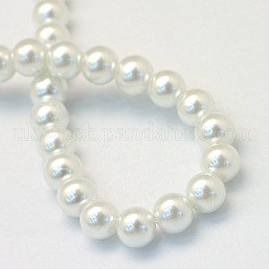Baking Painted Pearlized Glass Pearl Round Bead Strands UK-HY-Q330-8mm-01