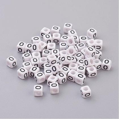 White Cube Letter Acrylic Beads UK-X-PL37C9308-O-1