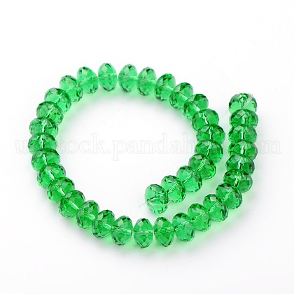 Faceted Rondelle Imitation Austrian Crystal Glass Bead Strands UK-G-PH0009-15-8x5mm-1