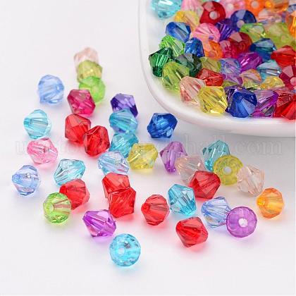 Mixed Color Chunky Dyed Transparent Acrylic Faceted Bicone Spacer Beads for Kids Jewelry UK-X-DBB6mm-1