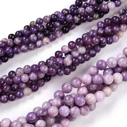 Natural Lepidolite/Purple Mica Stone Beads Strands UK-G-K415-6mm-1