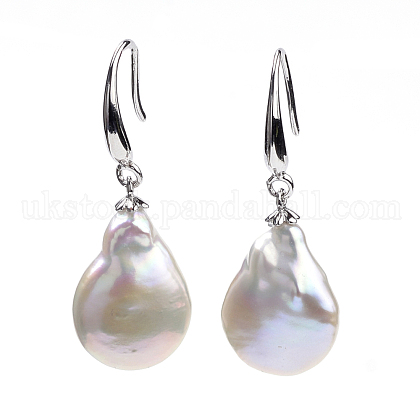 Natural Baroque Pearl Keshi Pearl Dangle Earrings UK-PEAR-S012-16-1