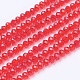 Faceted Red Transparent Glass Rondelle Bead Strands UK-X-GLAA-R029-4mm-09A-2